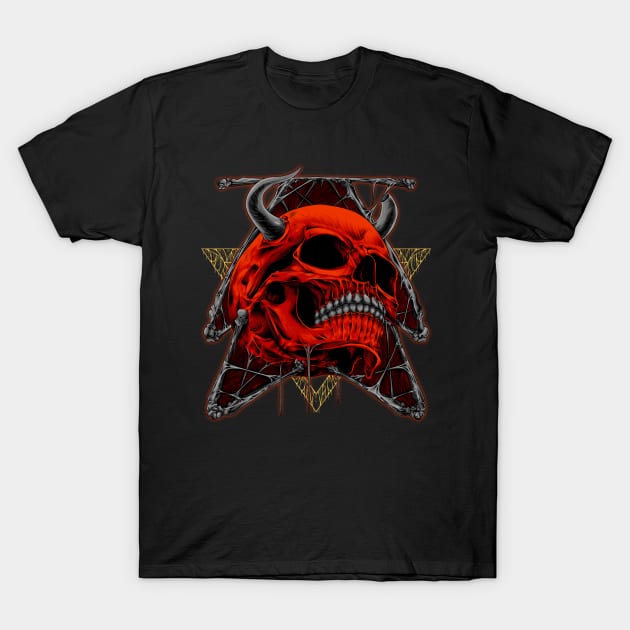 Red Skull 004 T-Shirt by faishalamri